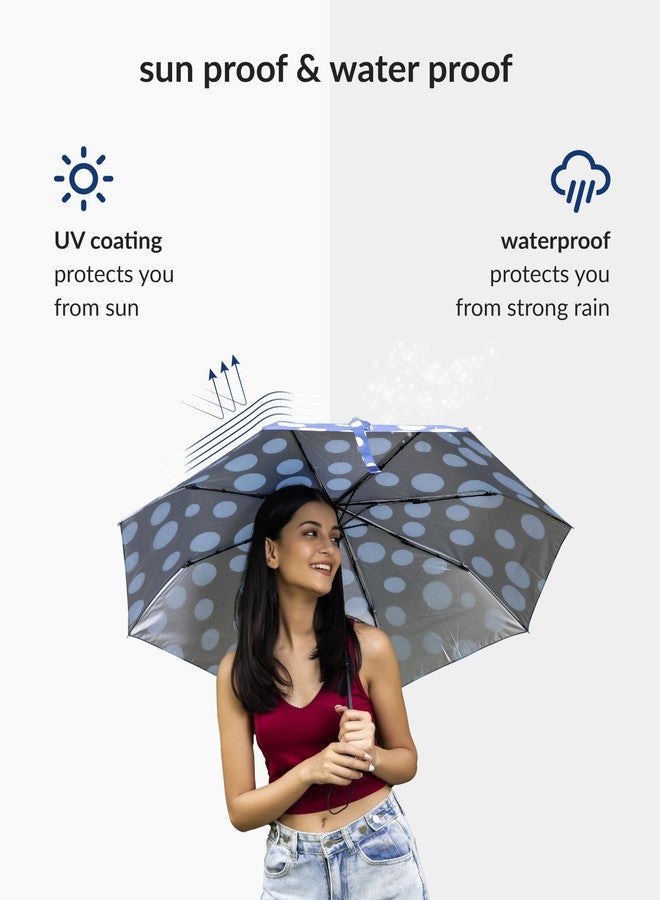 Destinio Umbrella for Women -3 Fold, UV Coated, Auto Open Close- Printed Design Umberallas for Ladies, Girls and Men (Printed Dark Blue) - Image 2